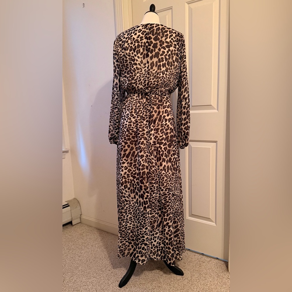 INC Leopard Print Long Sleeve Wrap Maxi Dress - Picture 2 of 6